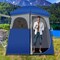 2-Person Outdoor Shower Tent Double Room Waterproof Oxford Cloth Steel Frame Blue Silver